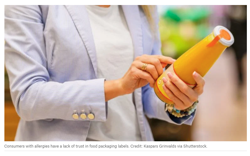 標(biāo)簽設(shè)計(jì)錯(cuò)誤的食品包裝威脅消費(fèi)者對(duì)食物過敏