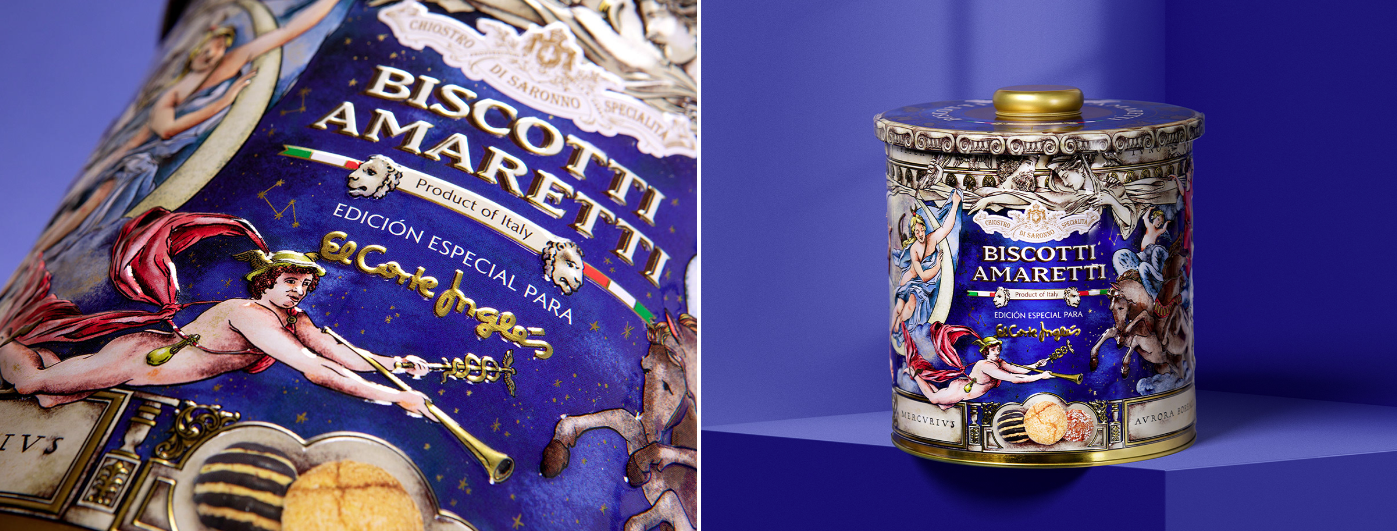 夢幻古典| 馬口鐵罐的神話之旅：Meteorito Estudio 為 El Corte Inglés 糖果包裝設(shè)計(jì) Biscotti Amaretti